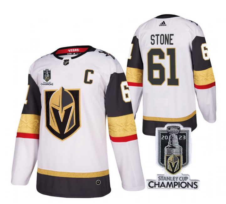 Men's Vegas Golden Knights #61 Mark Stone White 2023 Stanley Cup Champions Stitched Jersey